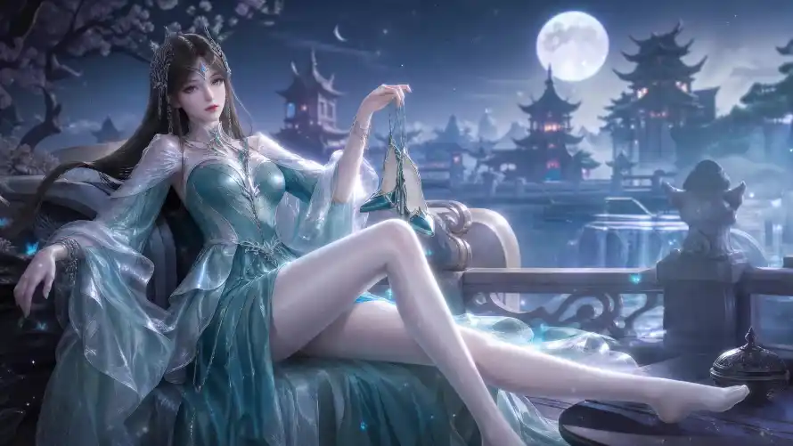 4k国漫壁纸-坐姿 - 夜景-月夜「哲风壁纸」