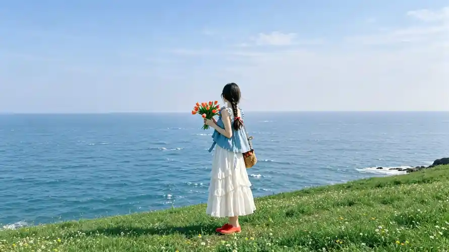 3k大海壁纸-海岸 - 清新-草坡「哲风壁纸」