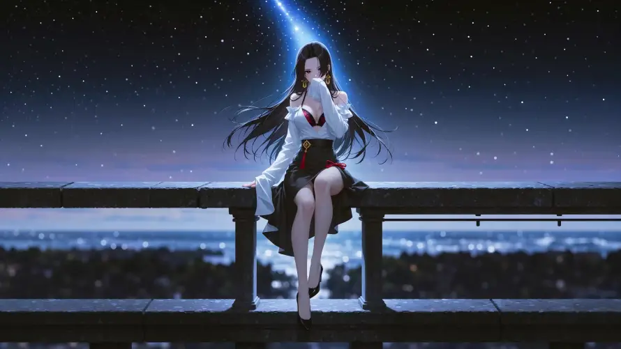 4k夜空壁纸 - 插画 - 星光 - 栏杆「哲风壁纸」