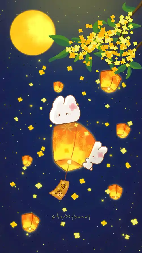 4k兔子壁纸 - 圆月 - 夜晚 - 夜空「哲风壁纸」
