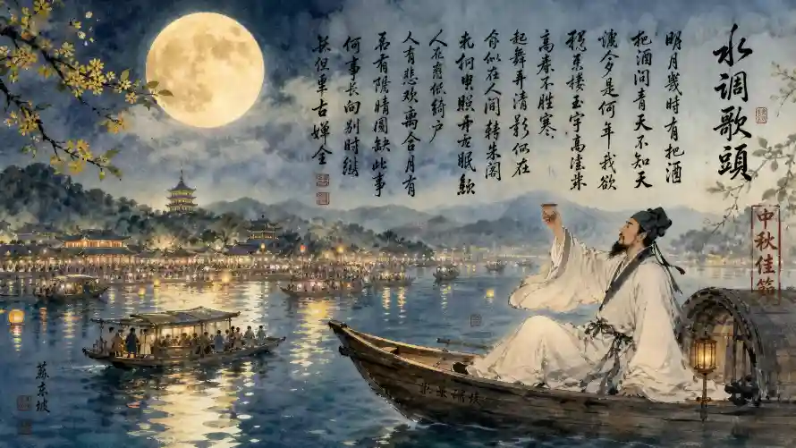 6k中秋壁纸-书法 - 古风-国风「哲风壁纸」