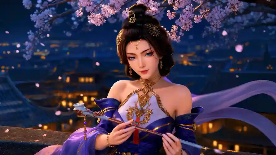 2k凡人壁纸-国漫 - 夜景-樱花「哲风壁纸」