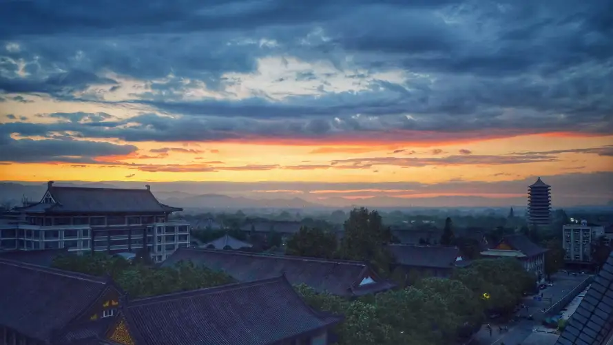 3k古塔壁纸-天空 - 晨曦-朝霞「哲风壁纸」