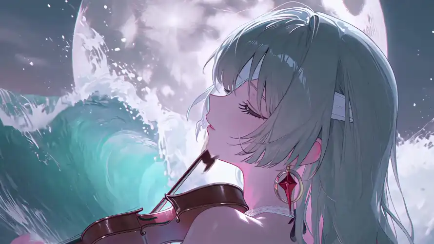 4k侧脸壁纸-少女 - 忧郁-星空「哲风壁纸」