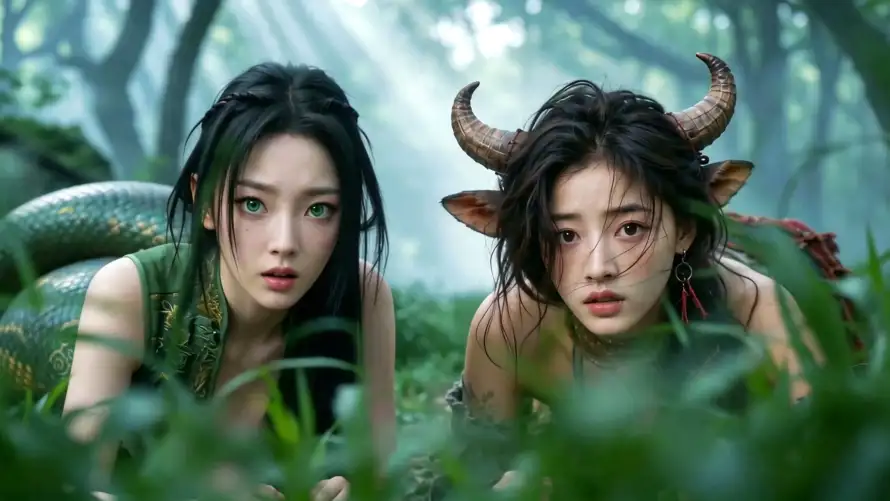 3k双姝壁纸-藤蔓 - 野性美-奇幻人像「哲风壁纸」