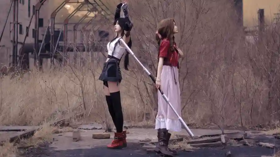4k双人壁纸-女神 - 废墟-短裙「哲风壁纸」