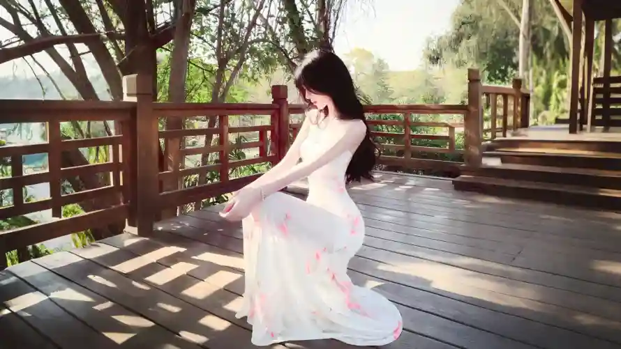 2k优雅壁纸-侧身 - 女神-树影「哲风壁纸」
