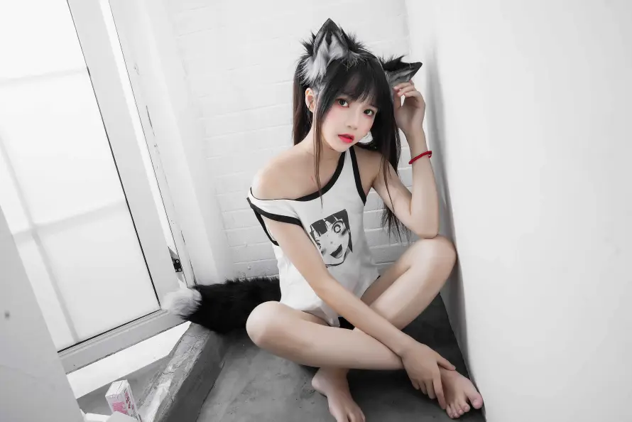 8k女神壁纸-居家 - 猫耳-窗边「哲风壁纸」
