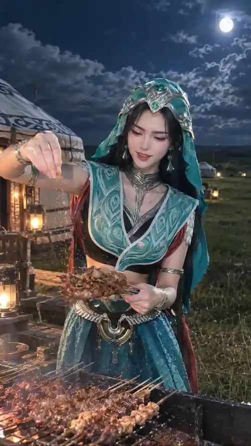 4k国漫壁纸 - 夜景 - 头纱 - 月夜「哲风壁纸」