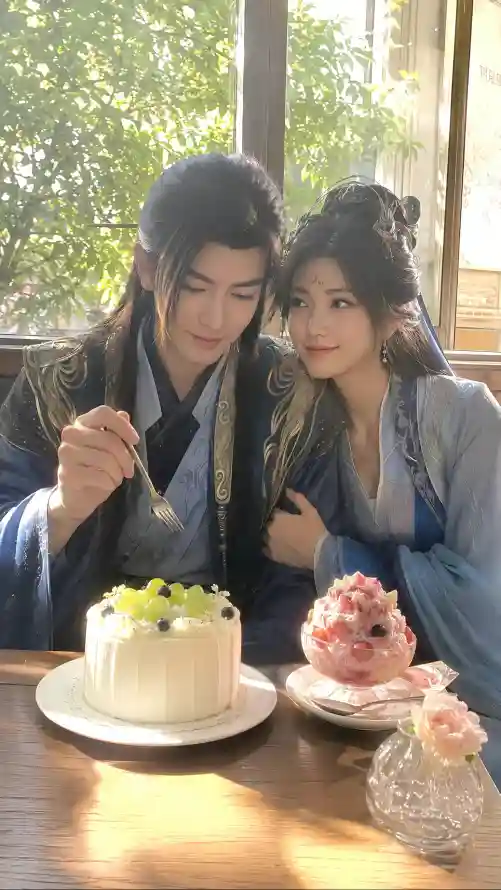 4k古风壁纸 - 情侣 - 木桌 - 汉服「哲风壁纸」