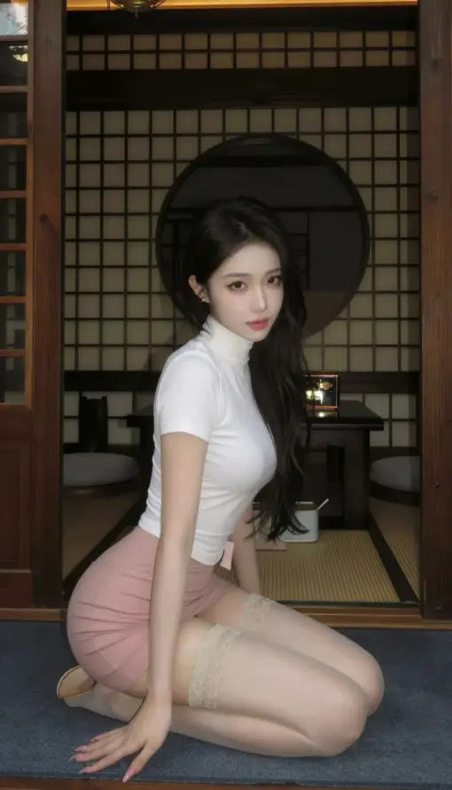 4k红唇壁纸 - 美女 - 跪姿 - 榻榻米「哲风壁纸」