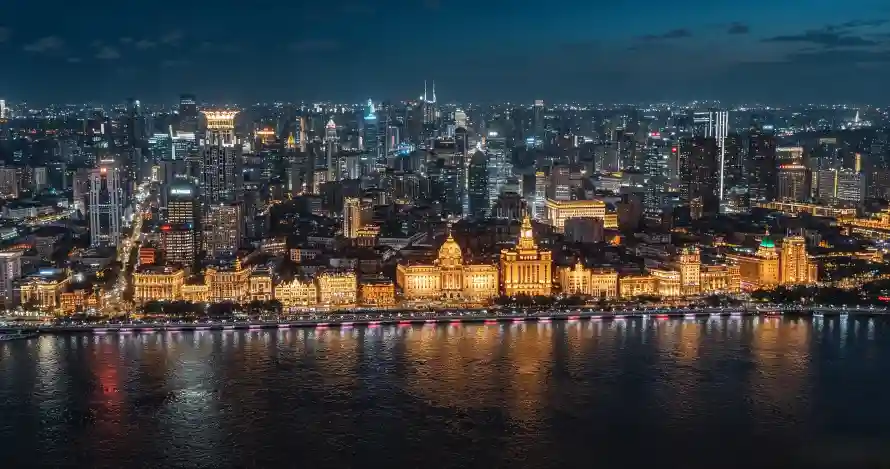 3k夜景壁纸-航拍 - 黄浦江-上海外滩「哲风壁纸」