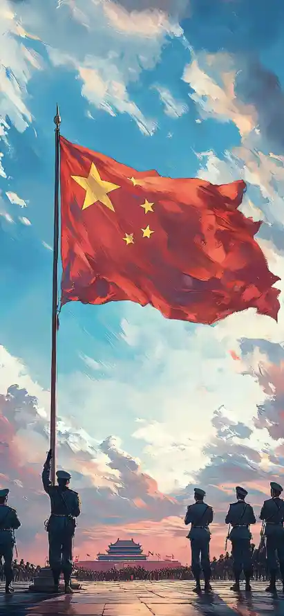 4k国庆壁纸 - 国旗 - 天空 - 插画「哲风壁纸」