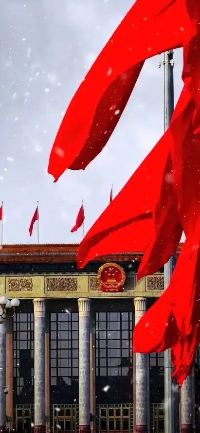 4k冬日壁纸 - 国徽 - 立柱 - 红旗「哲风壁纸」