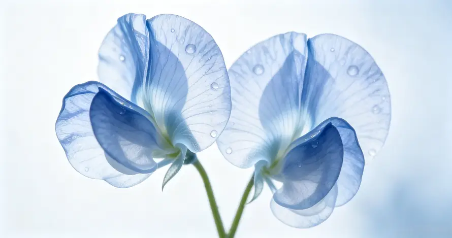 3k双花壁纸-花茎 - 渐变蓝-微距摄影「哲风壁纸」