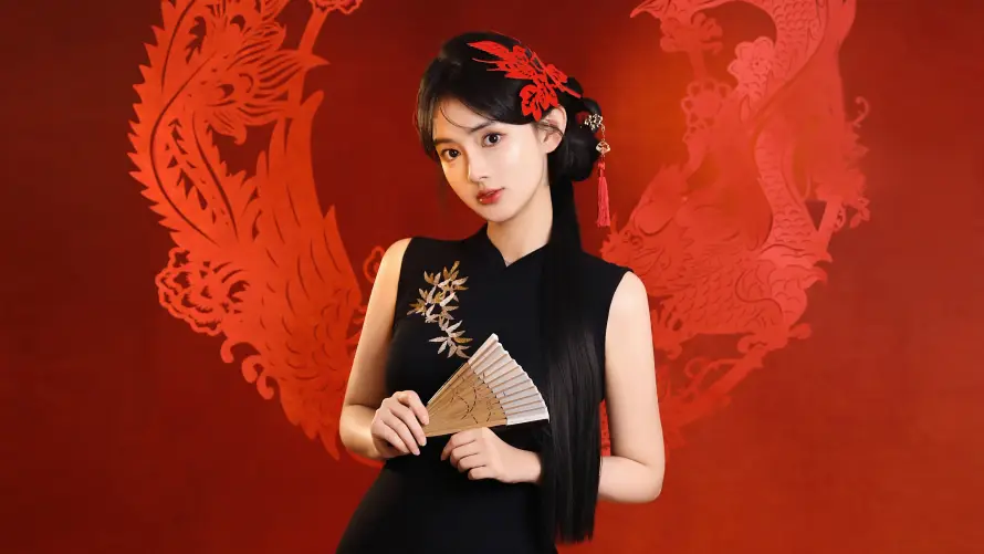 4k刺绣壁纸-国风 - 折扇-旗袍「哲风壁纸」 4k刺绣壁纸-国风 - 折扇-旗袍「哲风壁纸」