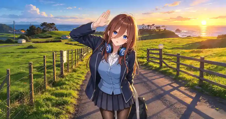 3k动漫壁纸-夕阳 - 少女-日落「哲风壁纸」