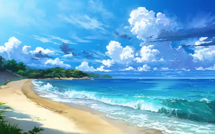 3k夏日壁纸-大海 - 沙滩-海水「哲风壁纸」