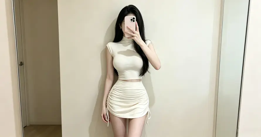 3k美女壁纸-好身材 - 纯欲风-修身套装「哲风壁纸」
