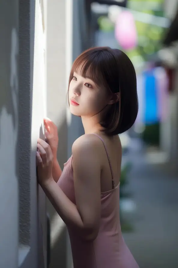 4k侧身壁纸 - 回眸 - 短发 - 窗边「哲风壁纸」