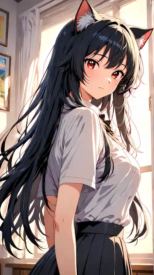 4k兽耳壁纸 - 回眸 - 少女 - 窗边「哲风壁纸」