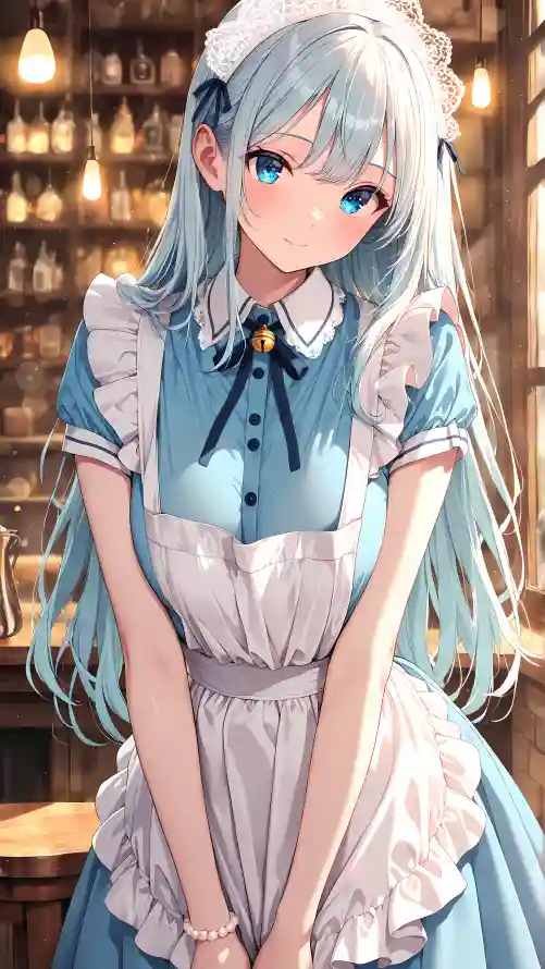 4k少女壁纸 - 暖光 - 蓝瞳 - 长发「哲风壁纸」