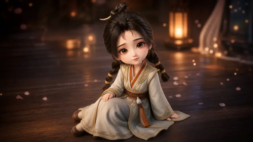 2kQ版壁纸-仙侠 - 可爱-坐姿「哲风壁纸」
