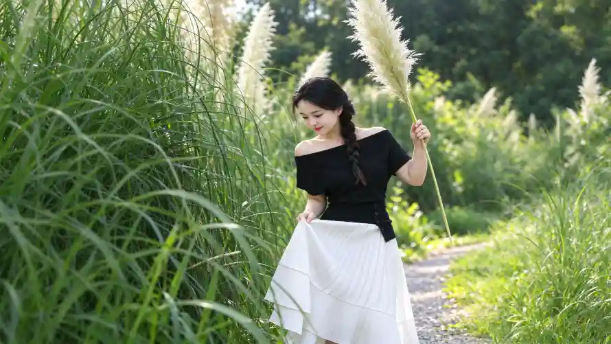 3k蒲苇壁纸-芦苇草 - 夏日草地-户外人像「哲风壁纸」