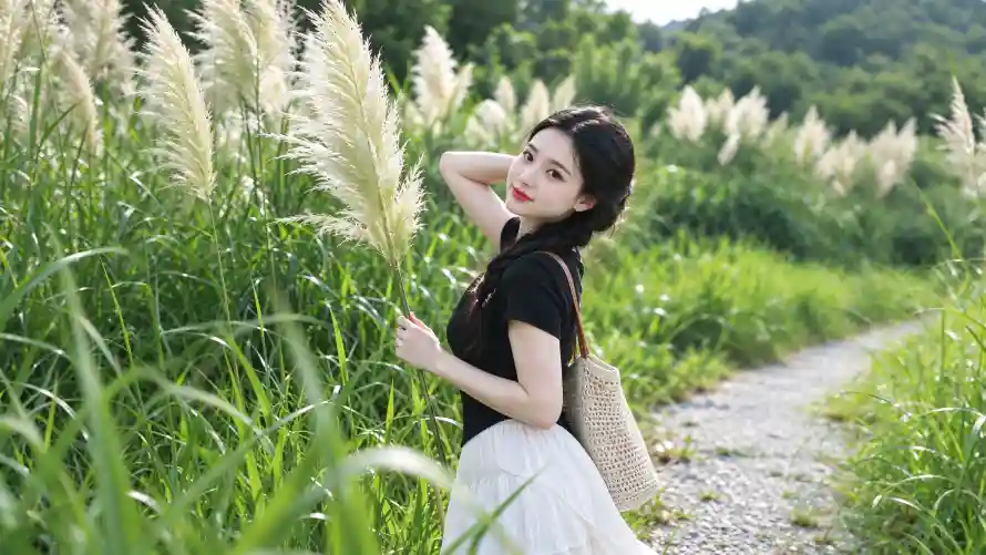 3k夏日壁纸-清新 - 绿草-美女「哲风壁纸」