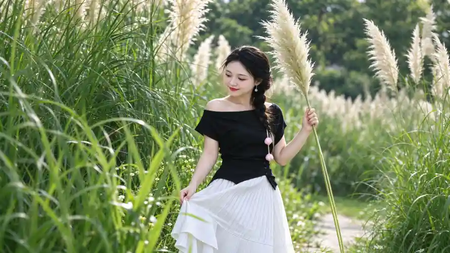 3k蒲苇丛壁纸-麻花辫 - 户外人像-手持蒲苇「哲风壁纸」 3k蒲苇丛壁纸-麻花辫 - 户外人像-手持蒲苇「哲风壁纸」