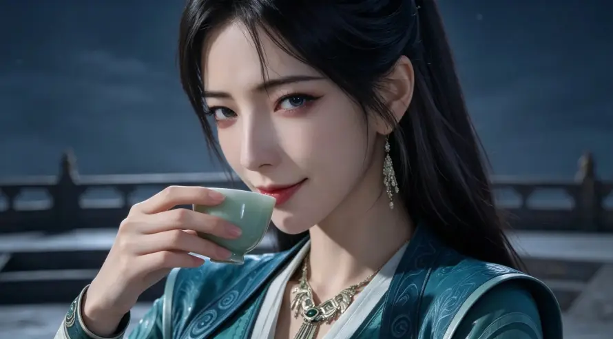 3k亭台壁纸-回眸 - 夜色-持杯「哲风壁纸」