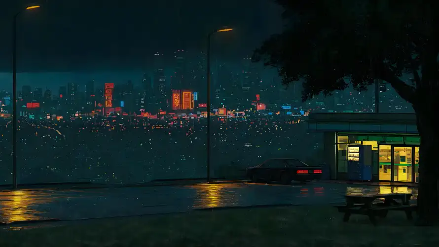 5k夜晚壁纸-夜景 - 树影-汽车「哲风壁纸」 5k夜晚壁纸-夜景 - 树影-汽车「哲风壁纸」