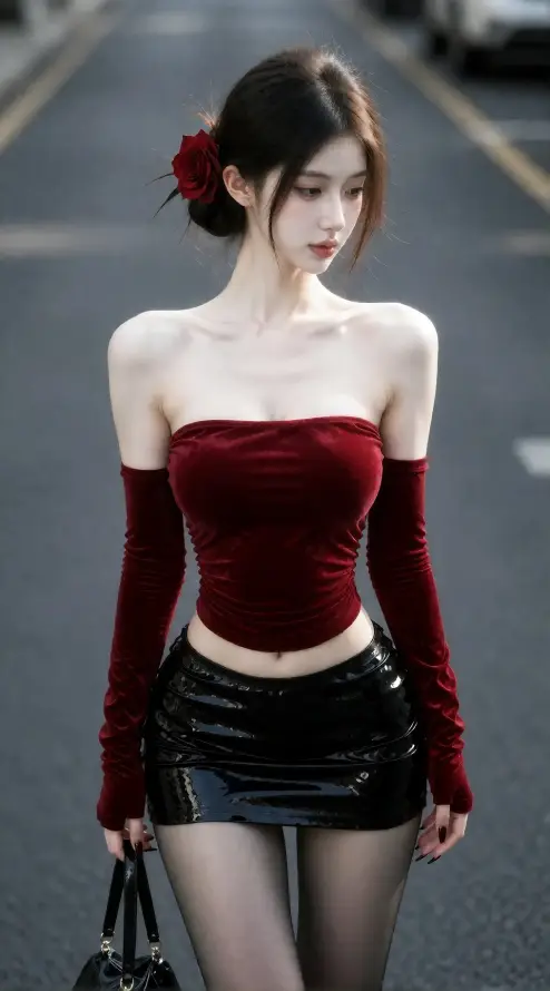4k黑丝壁纸 - 氛围感 - 长手套 - 冷艳美女「哲风壁纸」