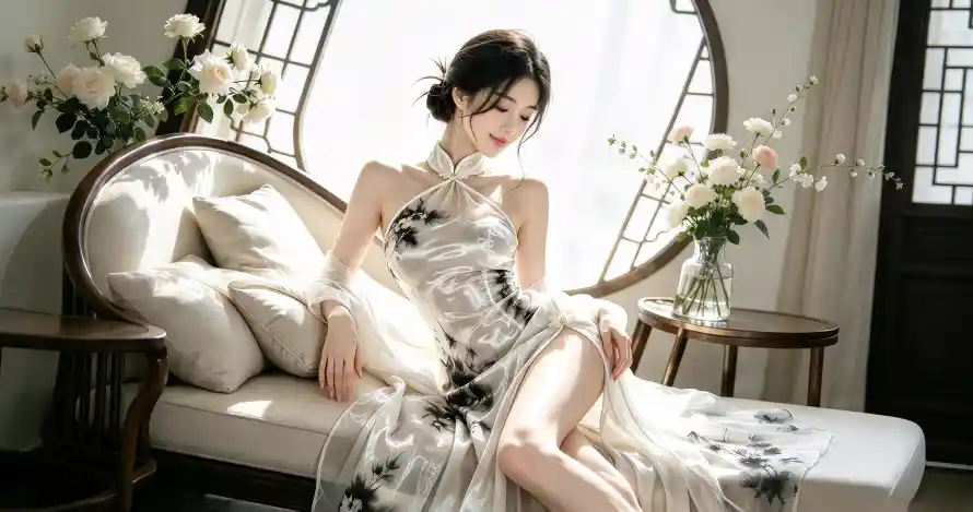 3k光影壁纸-旗袍 - 沙发-温婉「哲风壁纸」