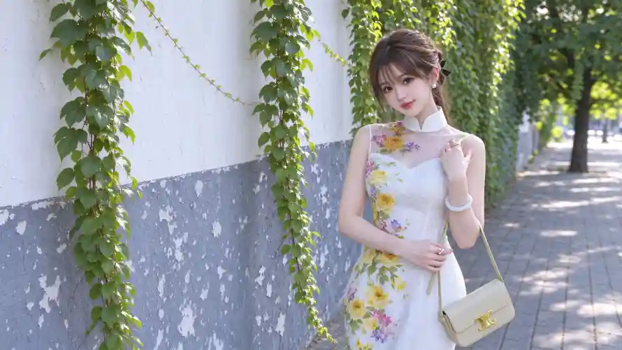 3k夏日壁纸-户外 - 旗袍-温婉「哲风壁纸」