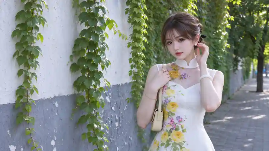 3k优雅壁纸-少女 - 户外-旗袍「哲风壁纸」