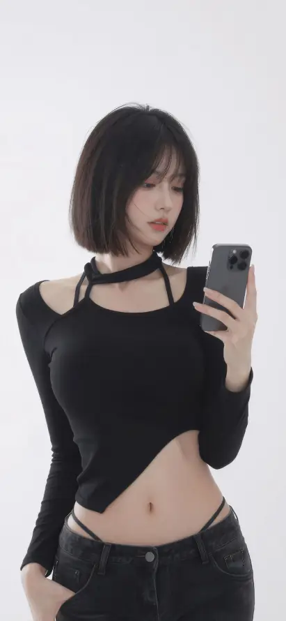 4k短发壁纸 - 美女 - 辣妹 - 露腰「哲风壁纸」