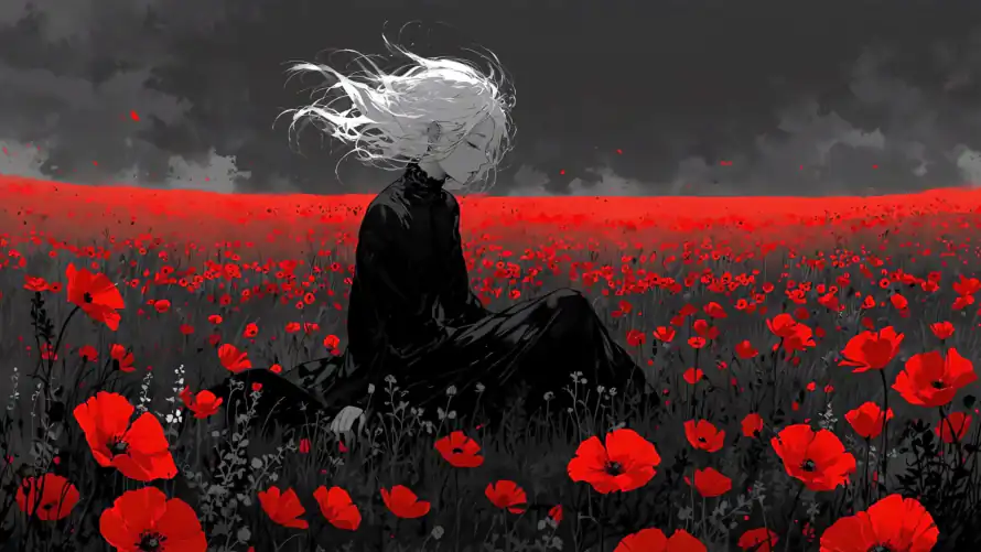 4k侧影壁纸-插画 - 花海-花田「哲风壁纸」