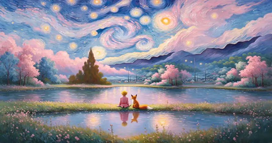 3k倒影壁纸-夜晚 - 山脉-插画「哲风壁纸」