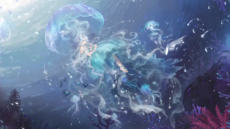 4k光束壁纸 - 少女 - 梦幻 - 气泡「哲风壁纸」
