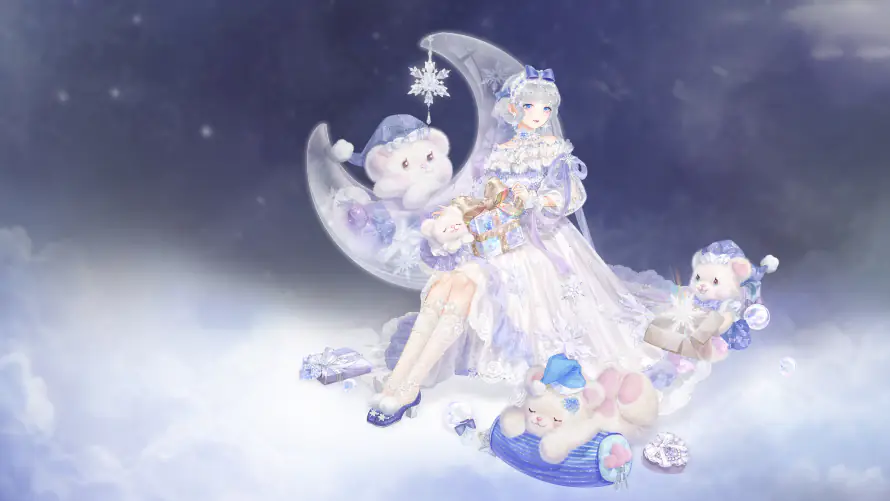 4k少女壁纸-弯月 - 星空-暖暖「哲风壁纸」