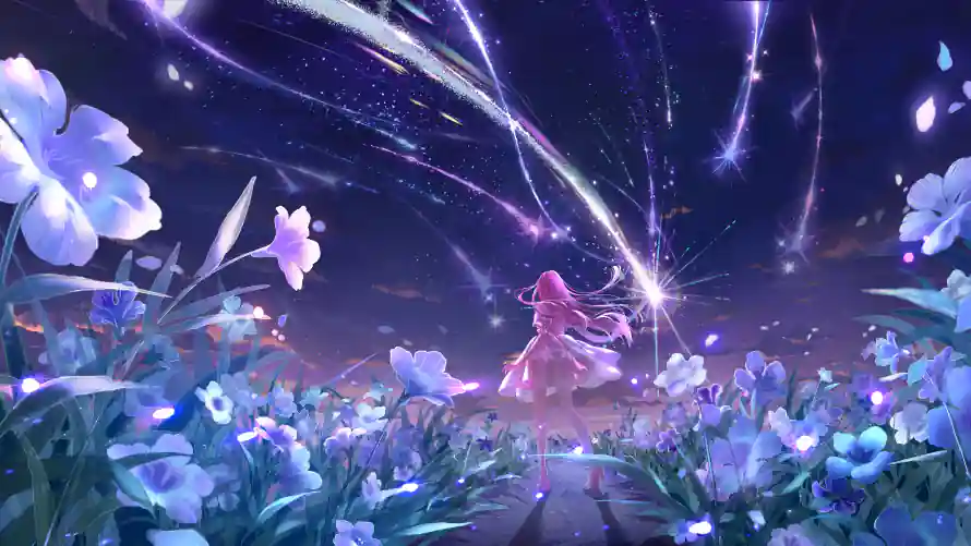 4k夜空壁纸-少女 - 星光-暖暖「哲风壁纸」