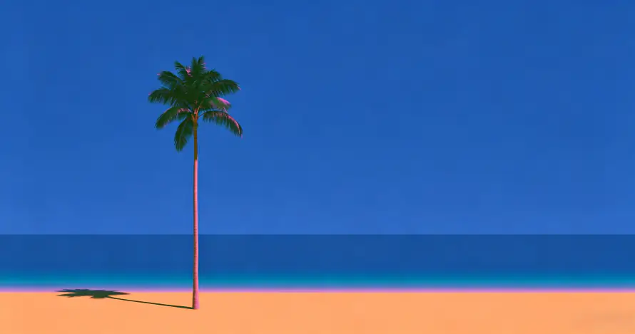 3k大海壁纸-度假 - 插画-椰树「哲风壁纸」