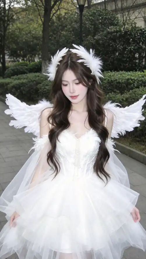 4k仙气壁纸 - 绿植 - 美女 - 吊带裙「哲风壁纸」