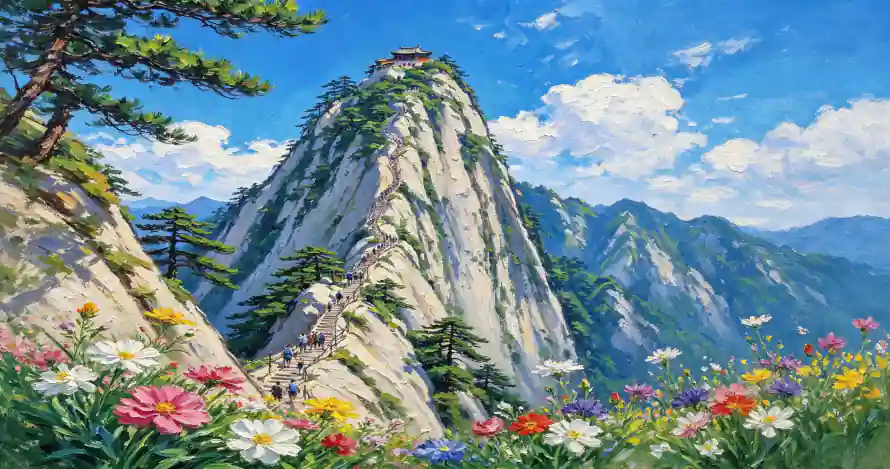 3k华山壁纸-奇峰 - 山峦-松树「哲风壁纸」