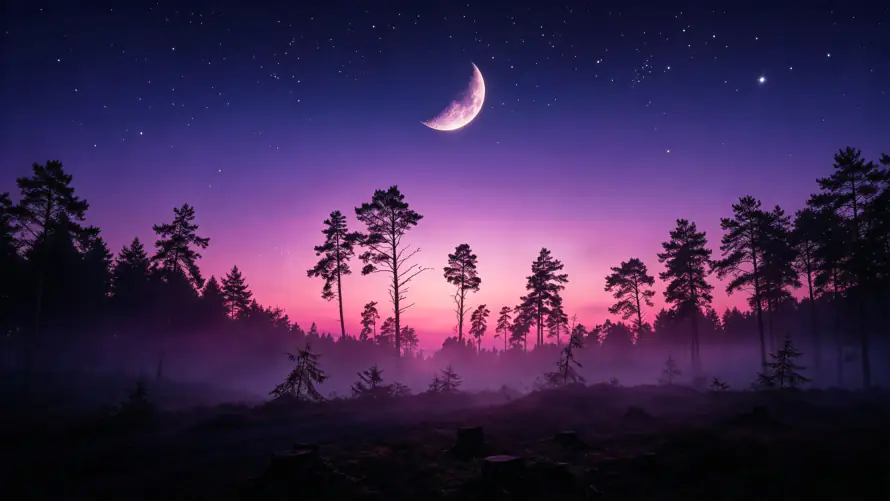 4k夜景壁纸 - 弯月 - 星空 - 暮色「哲风壁纸」 4k夜景壁纸 - 弯月 - 星空 - 暮色「哲风壁纸」