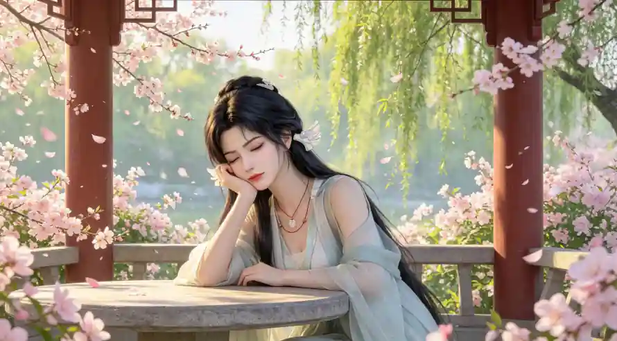 3k休憩壁纸-凉亭 - 国风-垂柳「哲风壁纸」