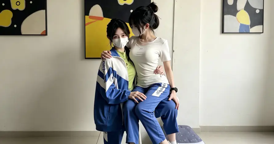3k口罩壁纸-室内 - 美女-闺蜜「哲风壁纸」