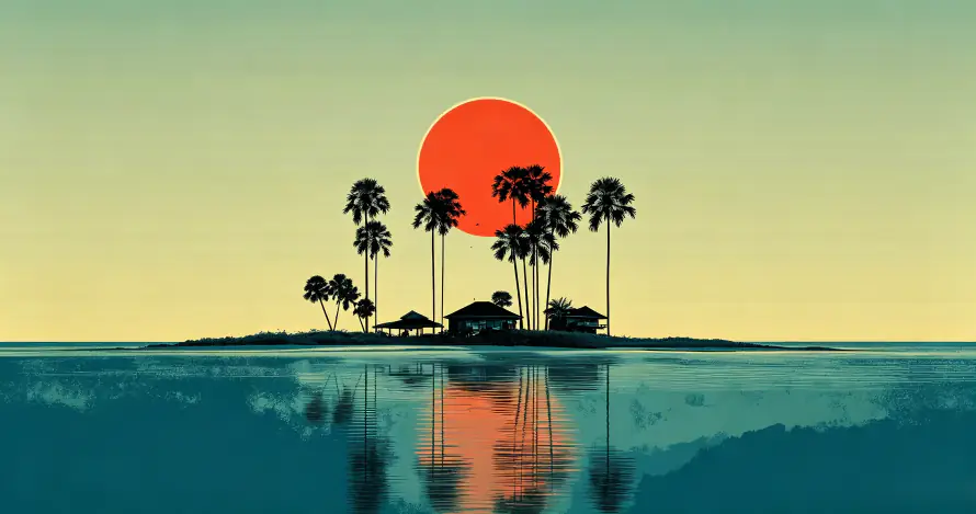 3k剪影壁纸-夕阳 - 海洋-落日「哲风壁纸」