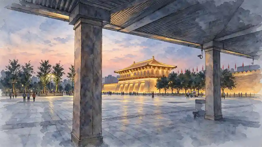 3k宫殿壁纸-广场 - 晚霞-树木「哲风壁纸」